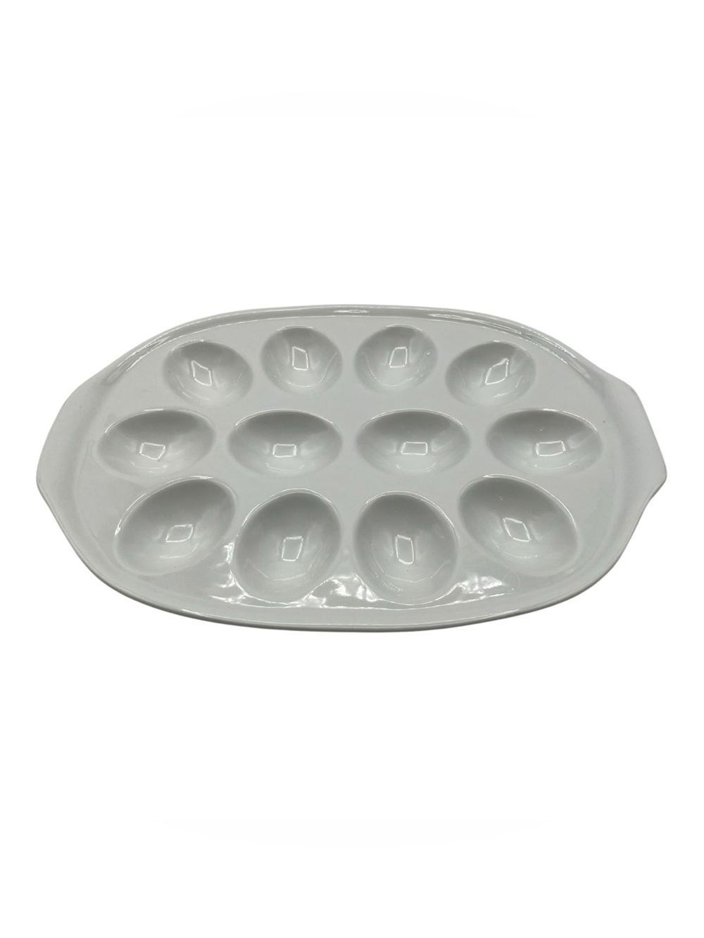 Classic Whiteware Ceramic Deviled Egg Footed Tray Platter  Farmhouse Cottagecore